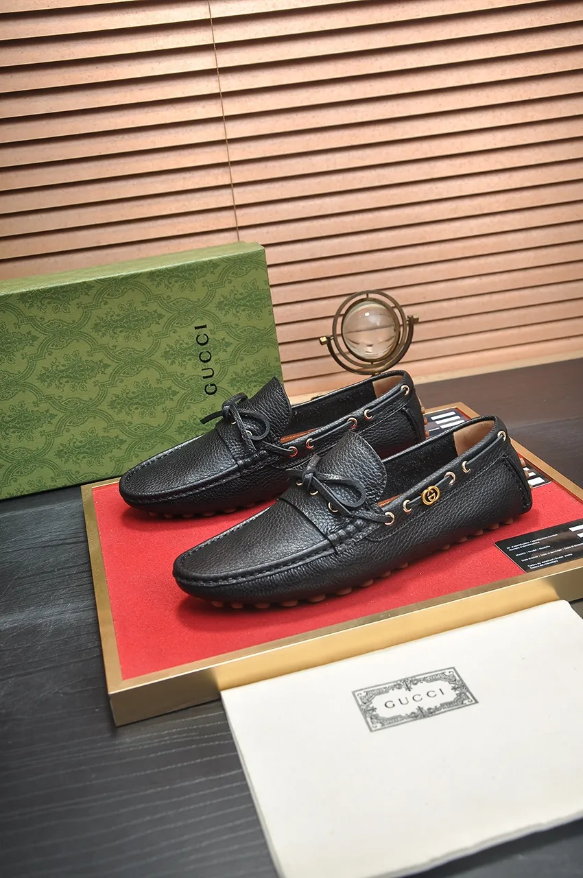 Men's Men's Shoes💰420💶【GUCCI】 (High-end Niuli) New 🍀Gucci*——Gucci Doudou Shoes! Made of imported original cowhide, the inner top layer is comfortable cowhide lining! Original wear-resistant rubber outsole! High quality products! Code number 38-44!